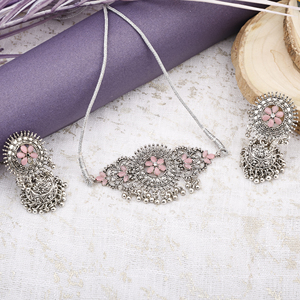 GS Pink Round Center Flower Choker Elegant <b>Wedding</b> <b>Accessory</b> - Product Image 1