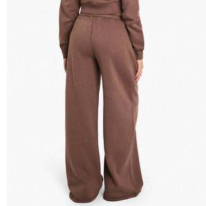 Pantalon long en molleton de coton pour femme, couleur unie, taille élastique avec cordon de serrage, écologique, respirant, séchage rapide, vente en gros, pas cher - Product Image 2