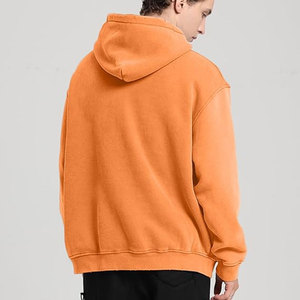 Sudadera con capucha Moda Casual Color Sudadera con capucha Lavado con ácido Desgastado Etiqueta privada Hombro caído Sudadera con capucha naranja - Product Image 4