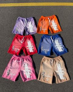 Impression bouffante personnalisée, broderie en détresse, cordon de serrage surdimensionné, lavage à l'acide, bord brut, jogging vintage, short pour homme - Product Image 2