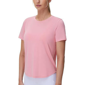 เสื้อยืดผู้หญิงน้ำหนักเบา ลายถักโปร่ง นุ่ม สัมผัสสบาย ระบายอากาศได้ดี ยืดหยุ่น รองรับการเคลื่อนไหวอย่างอ่อนโยน เหมาะสำหรับวันที่อากาศอบอุ่น - Product Image 1