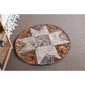 Classic Bohemian <b>Brown</b> Green Wool Rug 3.4 X 3.4 ft Vintage Turkish Large Area Rectangle Patchwork Hallway Latex Room Rug Rugs - Product Image 5