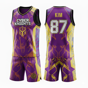Tenue de basketball d'équipe, kit de maillots de basketball personnalisés en gros, vêtements de sport, 100% polyester, motif 3D, séchage rapide, respirant - Product Image 3