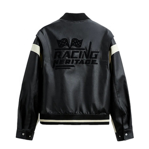 2024 New OEM Custom Logo High Quality Faux PU Leather Men <b>Jackets</b> - Product Image 3