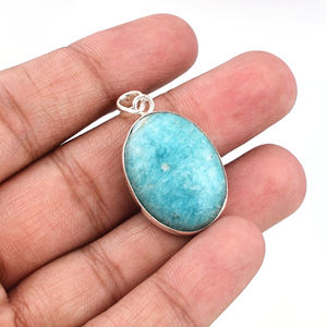 Colgante clásico de Plata de Ley 925, piedra preciosa de amazonita Natural, Unisex regalo de boda, accesorio de fiesta de moda Chapado en plata - Product Image 4