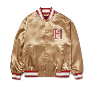 Veste universitaire en satin de luxe pour hommes, haut de gamme, streetwear respirant pour l'hiver de couleur unie, pour la vente en gros - Product Image 5