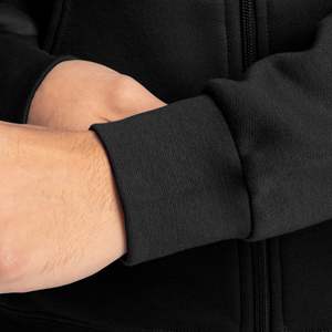 OEM High Quality Premium Custom Logo Front Men's <b>Zipper</b> Fleece <b>Hoodie</b> 220g Eco-Friendly Winter Use Plain <b>Black</b> - Product Image 5