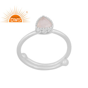 แหวนพลอยมูนสโตนสีขาวธรรมชาติเงินสเตอร์ลิงเครื่องประดับแบบวางซ้อนกันได้ - Product Image 1