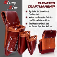 Bolsa de Herramientas Profesional de Cuero Curtido al Aceite, Cinturón Portaherramientas, Juego de Herramientas con Marca Personalizada para Carpintero, Construcción, Electricista