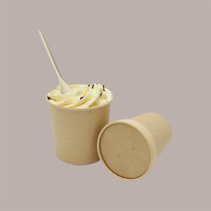 50pcs Brown 750cc Paper Soup <b>Bucket</b> <b>Lid</b> for Hot and Cold Food Use - Product Image 2