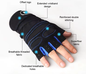 Gants de sport unisexes à demi-doigts en polyester respirant et léger avec logo personnalisé pour la musculation et le bodybuilding - Product Image 1