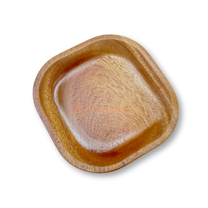 Haute qualité léger 140x140x18mm bambou assiette carrée motif arrondi Khaya bois servant Snack Dessert plats plante - Product Image 6