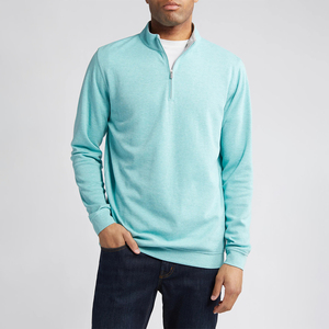 Logo numérique brodé personnalisé de haute qualité à séchage rapide respirant micro-élastique couleur unie spandex/coton 1/4 fermeture éclair automne - Product Image 3