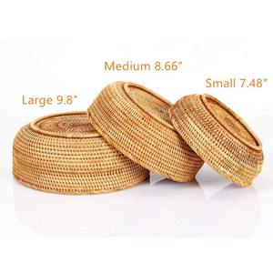 Cesta Redonda Moderna de Mimbre Natural Vietnamita con Asa Ecológica para Servir Alimentos o Almacenamiento Multiusos - Product Image 3