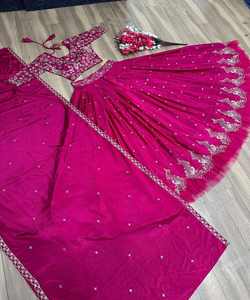 Lehenga Choli à la mode: ensemble Lehenga Choli à col rond tendance pour femmes mariage ensemble Lehenga Choli classique à carreaux - Product Image 3