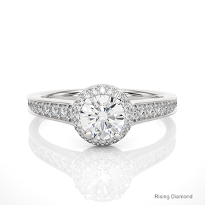 Anillo de compromiso de diamantes cultivados en laboratorio de corte redondo de 0,6 quilates, anillo de regalo de aniversario de diamantes CVD de oro blanco para ella - Product Image 1