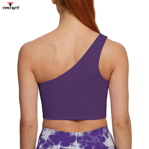 Popular ligero Yoga Plus Size Crop Top Sujetador deportivo con logotipo frontal High Support Four-Way Stretch para damas - Product Image 5