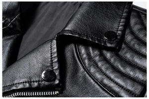 Blouson en cuir pour homme coupe classique, style moto et motard, en toile et cuir de vache pour l'hiver - Product Image 3
