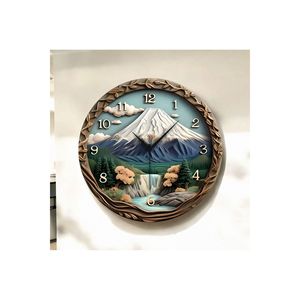 Reloj de pared de mesa de madera en relieve de 50cm con patrón de naturaleza colorido Regalo silencioso y perfecto para el hogar o la oficina - Product Image 2