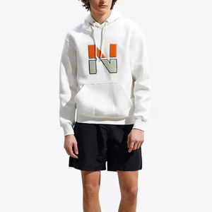 Sweat à capuche brodé en coton mélangé à coupe ample pour hommes, logo personnalisé, design coloré, prix raisonnable, sweat à capuche brodé en chenille - Product Image 3