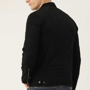 <b>Men's</b> Stylish Stand Collar Biker <b>Suede</b> <b>Jacket</b> Customizable Logo Breathable Oversize Front Logo Wholesale Price OEM Available - Product Image 3