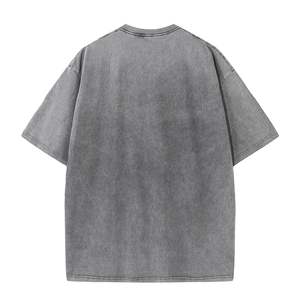 T-shirts écologiques en polyester/coton délavé à l'acide Streetwear couleur grise pour hommes, séchage rapide, vente en gros à bas prix fabriqué à l'usine - Product Image 2