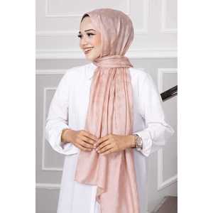 Hijab en polyester à motif à carreaux rose poudré - Product Image 2