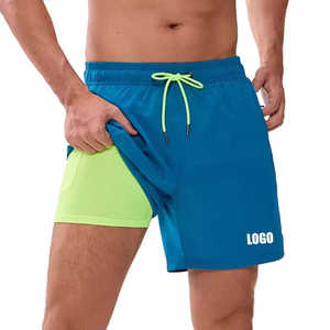 Mens Swim <b>Trunks</b> Swim Shorts Zipper Pocket 5 Inch Inseam Beach Shorts With Compression Liner - Product Image 3