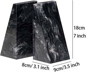 Serre-livres en marbre zèbre noir, Serre-livres pour étagères, Serre-livres en onyx noir - Product Image 2