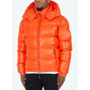 Chaqueta Impermeable Acolchada para Hombre con Logotipo Personalizado OEM, Color Naranja, Cálida para Invierno, Estilo Casual para Exteriores, Cuello Alto, Cierre de Cremallera, Servicio OEM - Product Image 2