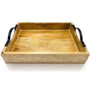 Bandeja para servir de madera Bandeja para servir frutas Bandeja para servir de madera de mango de alta calidad con un aspecto elegante - Product Image 1