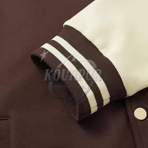 Chaqueta Varsity de algodón puro 100% para hombres y mujeres, cuello levantado Reversible para la temporada de invierno, colores Blanco marrón, servicio OEM - Product Image 2