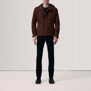 Marlo Brown Canvas Hooded Work <b>Jacket</b> Breathable Denim Cotton Polyester Stand Zipper Winter Sport Casual <b>Rhinestone</b> Washed - Product Image 2