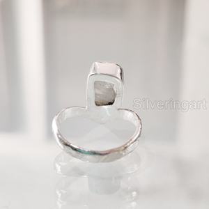 Bijoux en pierre brute Bague pour femme Pierre de lune arc-en-ciel naturelle Pierre précieuse Juin Pierre de naissance V Couronne Bijoux Bague en argent sterling 925 - Product Image 5