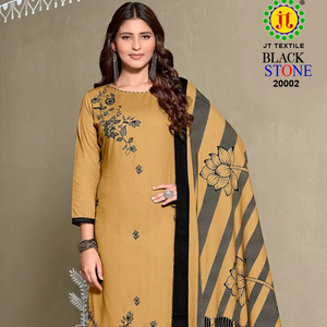 ชุดเดรสผ้าเรยอนซาตินเนื้อหนาแบบใหม่สำหรับผู้หญิง ผ้าทอลายปักมือ วัสดุรีไซเคิล แห้งเร็ว-Neeta Creation - Product Image 4