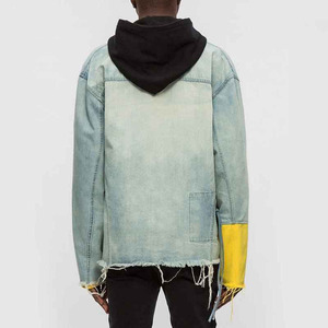 Nouvelle veste en denim dégradé automne-hiver sur mesure pour hommes, style américain délavé et vieilli, avec revers uni. - Product Image 2