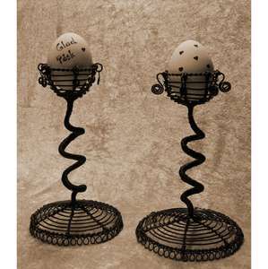 Support à œufs en fer forgé rustique, finition noire, design personnalisé, adapté à la décoration de la cuisine et de la table à manger, support à œufs - Product Image 5