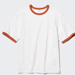 AIRism 100% algodón hombres Ringer camiseta 230GSM camisa pesada de gran tamaño 100% algodón camiseta en blanco - Product Image 2