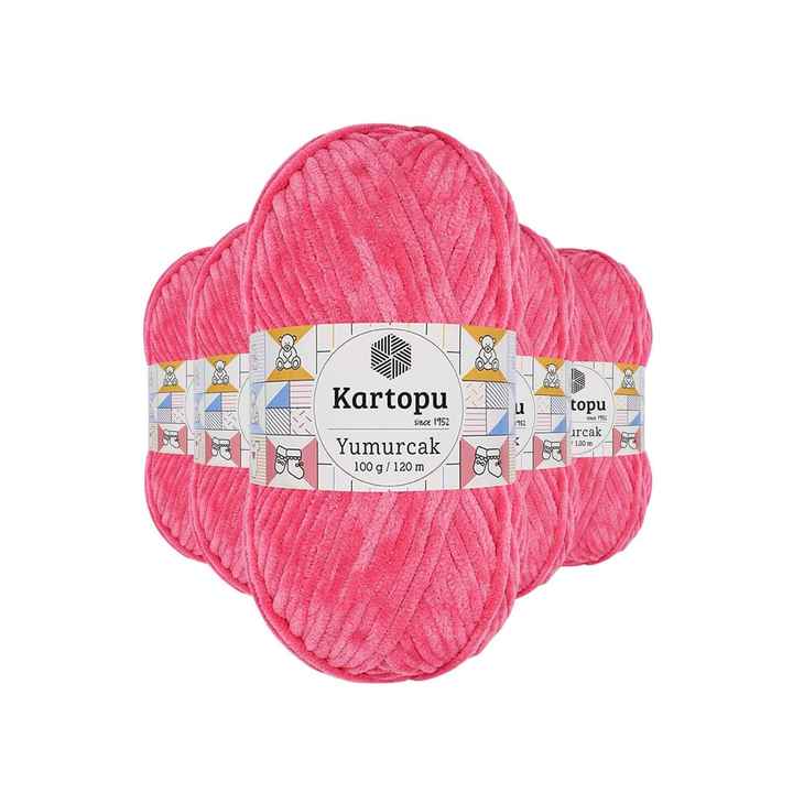5 Pieces Yumurcak Velvet Hand Knitting Yarn Pink K798 - KRC6392-1379