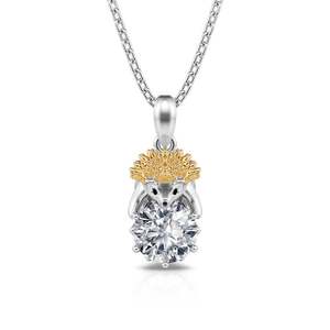 Jeulia Hug Me Prickly <b>Cutie</b> Hedgehog Round <b>Cut</b> Sterling Silver Necklace - Product Image 1