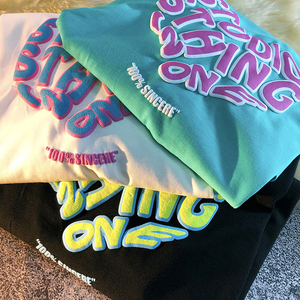 Tacto suave Color sólido Buena venta Alta calidad Superventas Servicio OEM Manga corta Hombres Ropa exterior Puff Impresión Camisetas - Product Image 6