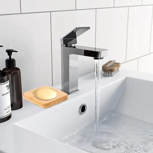 16 pièces 2 styles de porte-savon, plats en bambou Burlywood plateau à savon en bois support auto-drainant pour salle de bain - Product Image 5