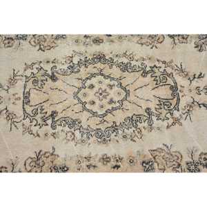 Turkish Vintage Rug, 3.6x7.2 ft Rug, <b>Brown</b> Beige Polka dot <b>Wool</b> Rug - Product Image 5