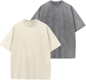 2 uds. Camisetas de gran tamaño de algodón lavado Vintage camiseta suelta Fit manga corta Casual colores sólidos camisetas para hombres y mujeres - Product Image 2