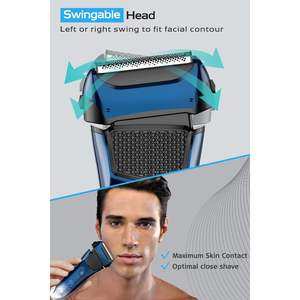 Rasoir électrique rechargeable USB pour homme, trois lames, rasoir humide et sec, IPX7, étui de voyage inclus, mini rasoir pour le visage, lavable - Product Image 3