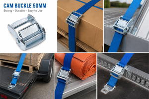Boucle à came 50 mm 750 kg en acier zingué haute résistance certifiée CE, marque PROVINA, pour sangle de retenue de cargaison de camion OEM - Product Image 2