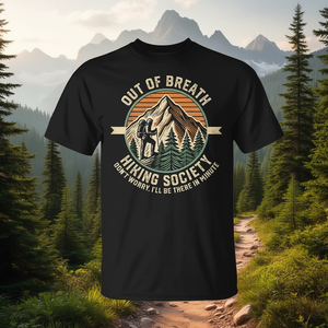 Out Of Breath Hiking Society <b>Mountain</b> <b>T</b>-<b>Shirt</b> Outdoor Hikers Design - Product Image 3