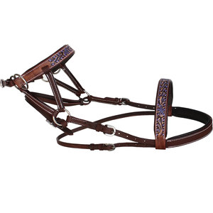 Premium Horse Western Leather Bitless Sidepull Brida con riendas divididas Pantalones Ajustable Hecho a mano Tack Headstall Set - Product Image 3