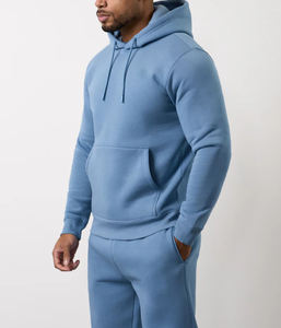 High Quality Custom Distressed Logo Tracksuits for Men Premium Quality 100% Cotton Relaxed <b>Slim</b> Fit Pullover Sweatsuit - Product Image 2