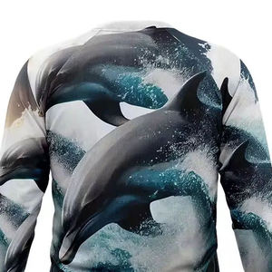 Camisa de Pesca de Manga Larga para Hombre, Estampado de Delfines, UPF 50, Anti-UV, 100% Poliéster, Sublimación, Estilo Pullover, Ropa de Exterior para Adultos - Product Image 4